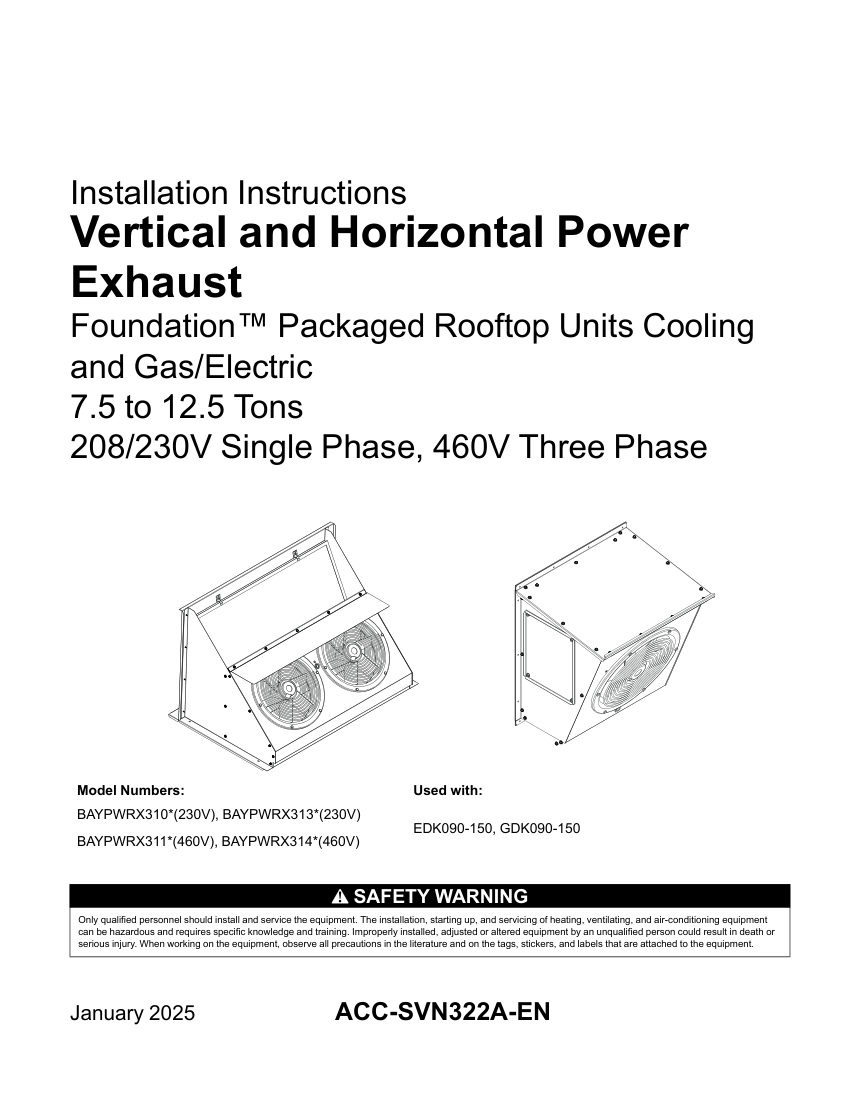 Trane ACC-SVN322A-EN cut sheet — first page