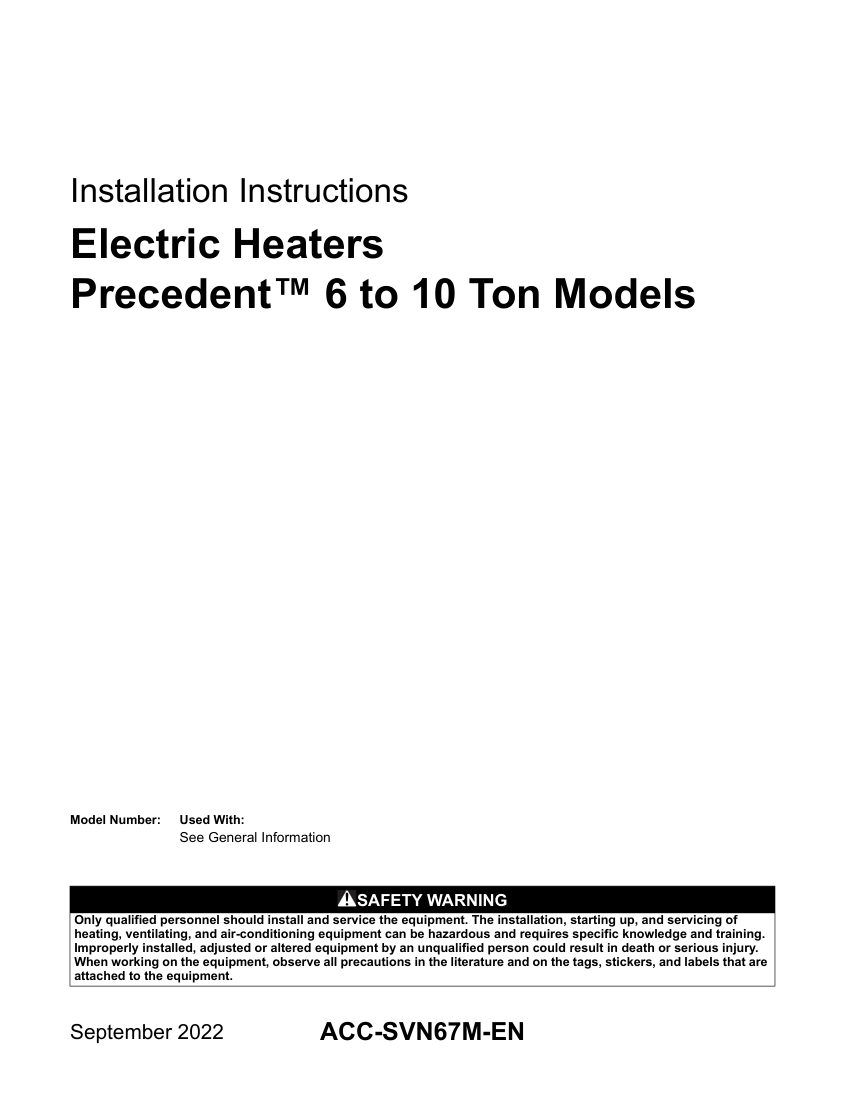 Trane ACC-SVN67M-EN cut sheet — first page