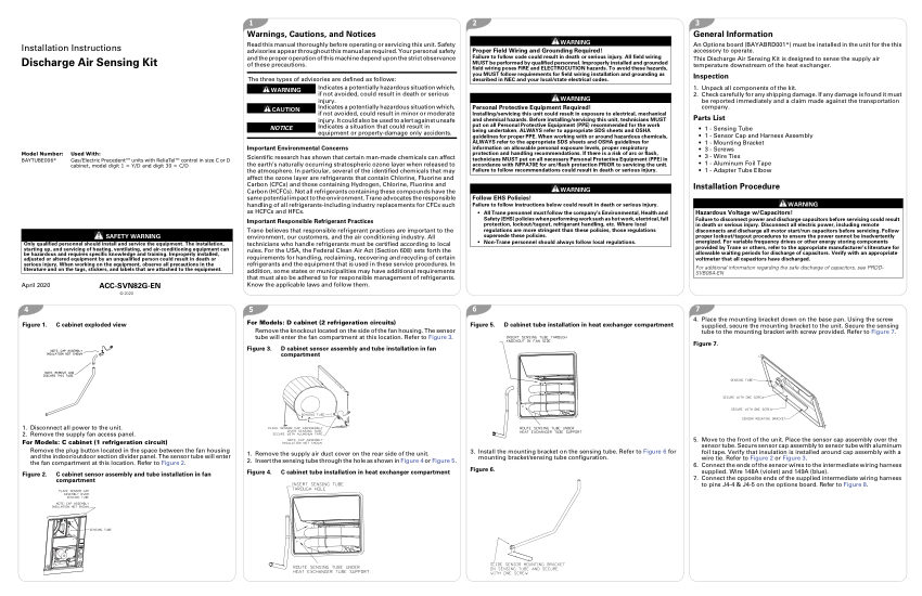 Trane ACC-SVN82G-EN cut sheet — first page