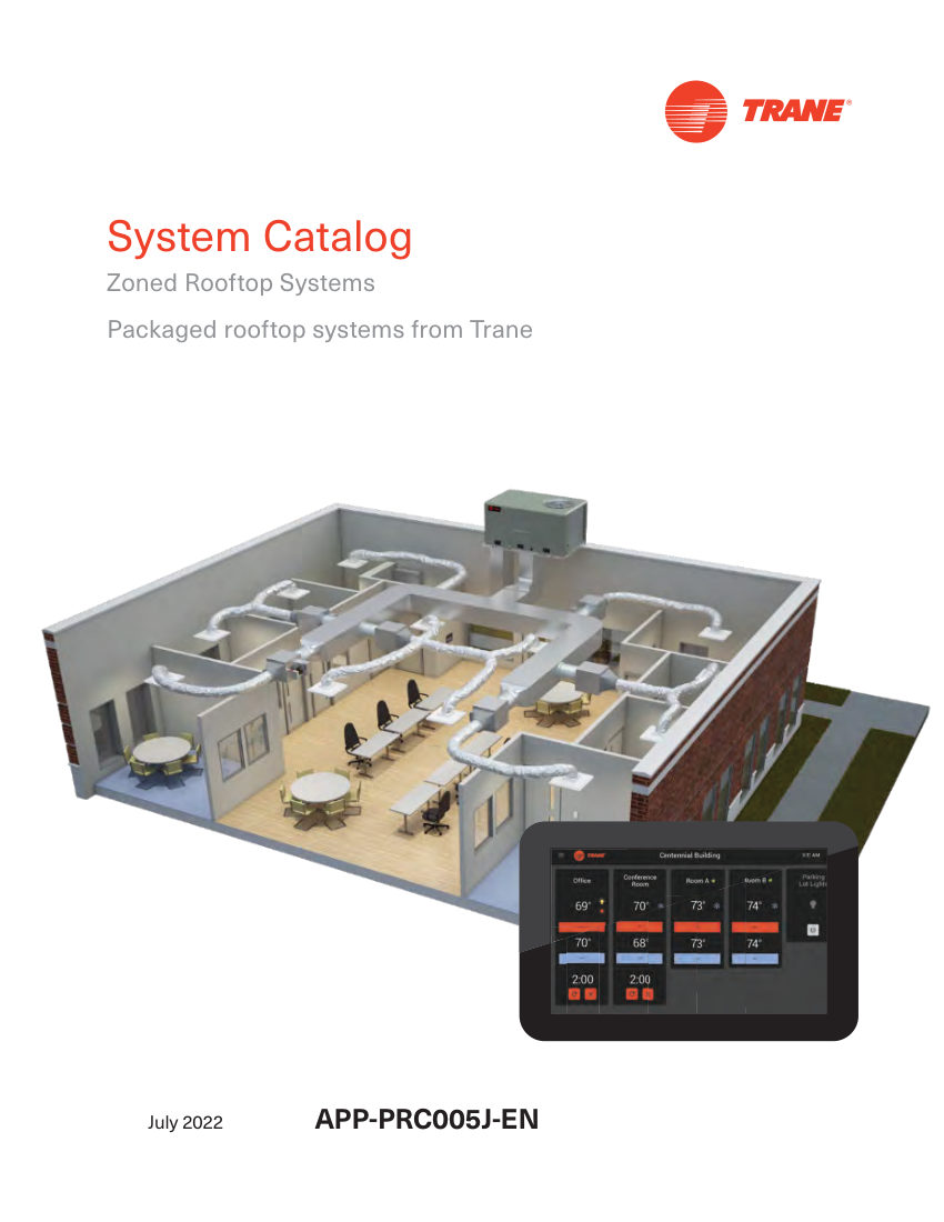 Trane APP-PRC005J-EN cut sheet — first page