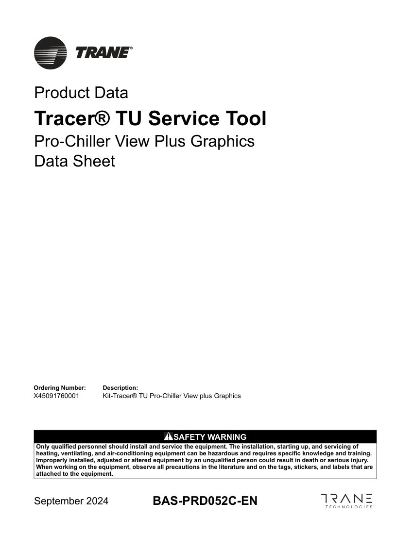 Trane BAS-PRD052C-EN cut sheet — first page