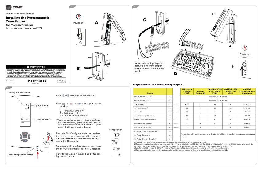 Trane BAS-SVN188D-EN cut sheet — first page