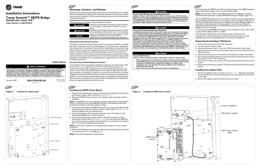 Trane BAS-SVN219D-EN cut sheet — first page