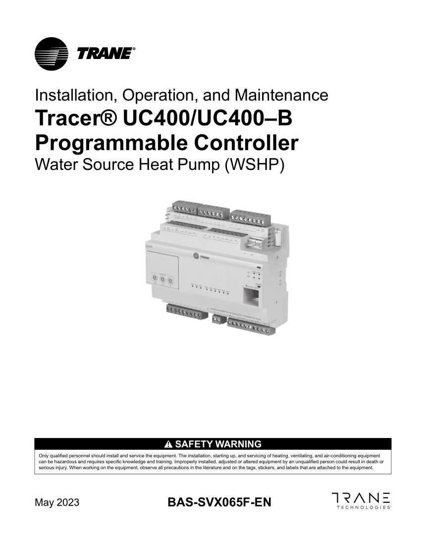 Trane BAS-SVX065F-EN cut sheet — first page