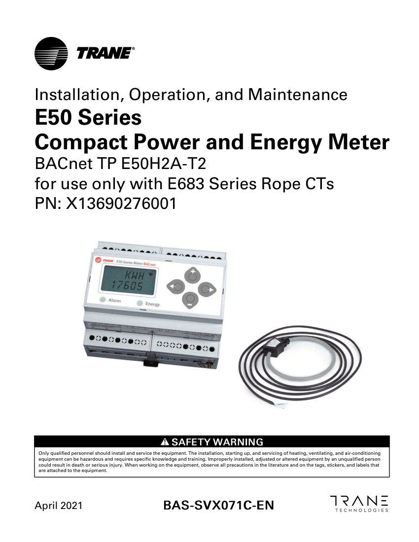 Trane BAS-SVX071C-EN cut sheet — first page