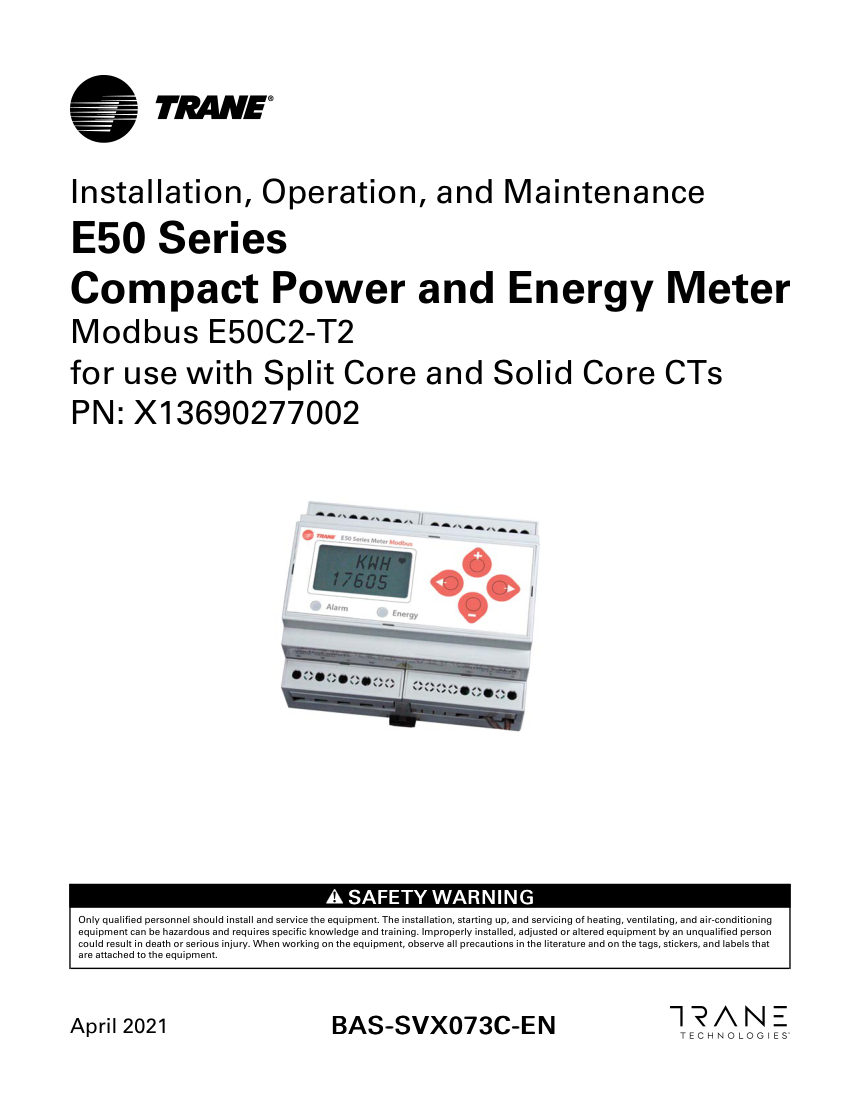 Trane BAS-SVX073C-EN cut sheet — first page