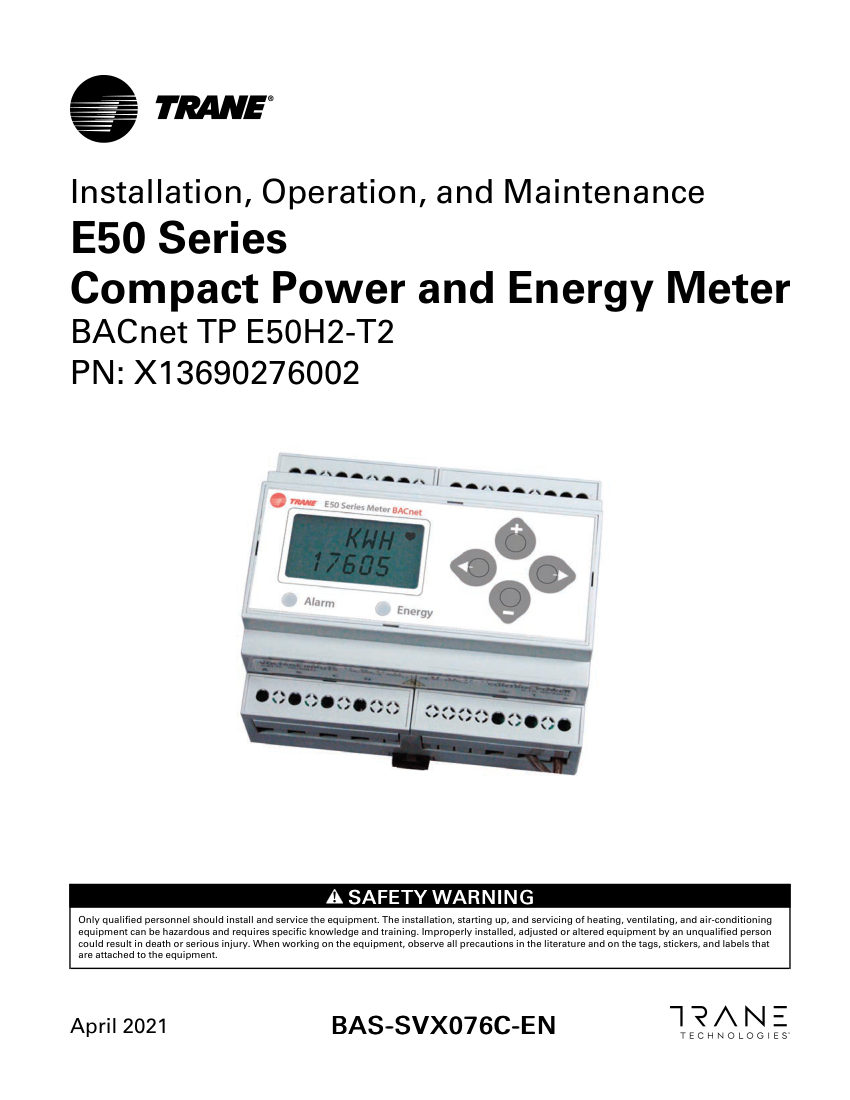 Trane BAS-SVX076C-EN cut sheet — first page