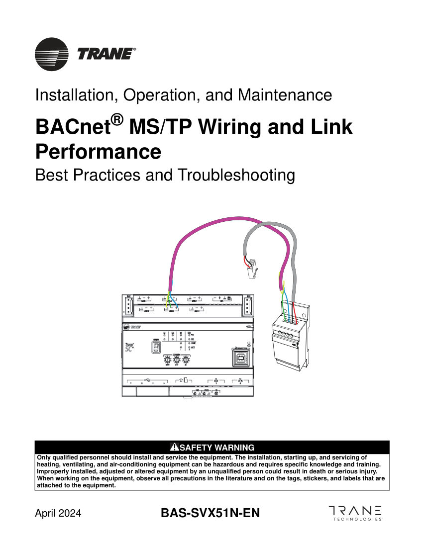 Trane BAS-SVX51N-EN cut sheet — first page