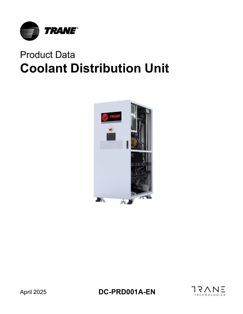 Trane CDU-1MW cut sheet — first page