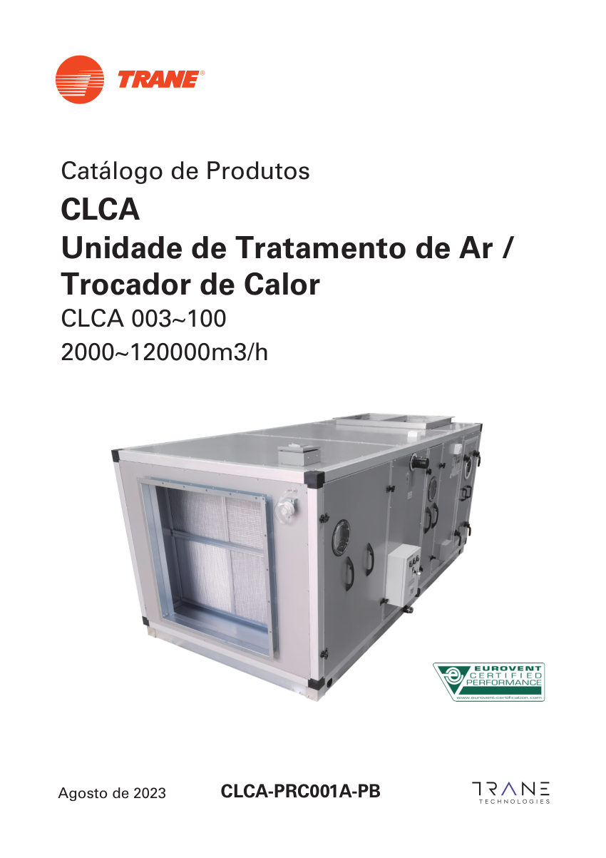 Trane CLCA-PRC001A-PB_10062023 cut sheet — first page
