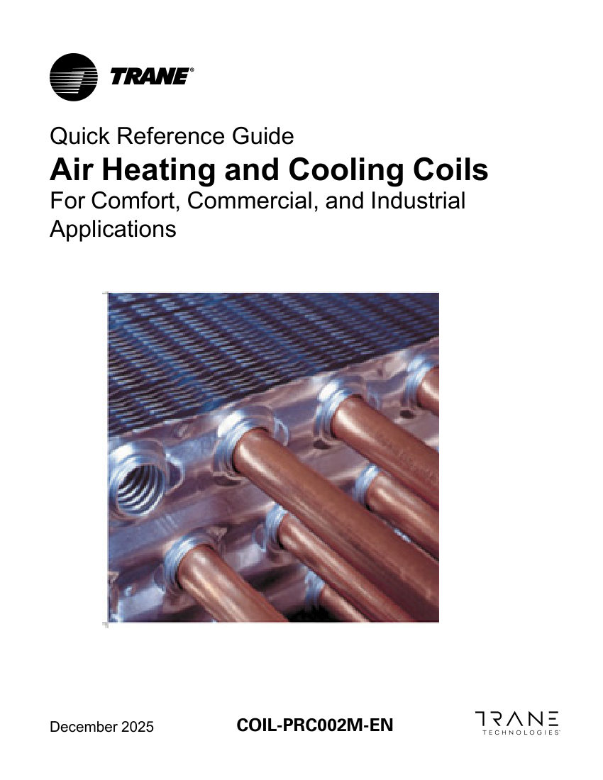 Trane COIL-PRC002M-EN cut sheet — first page
