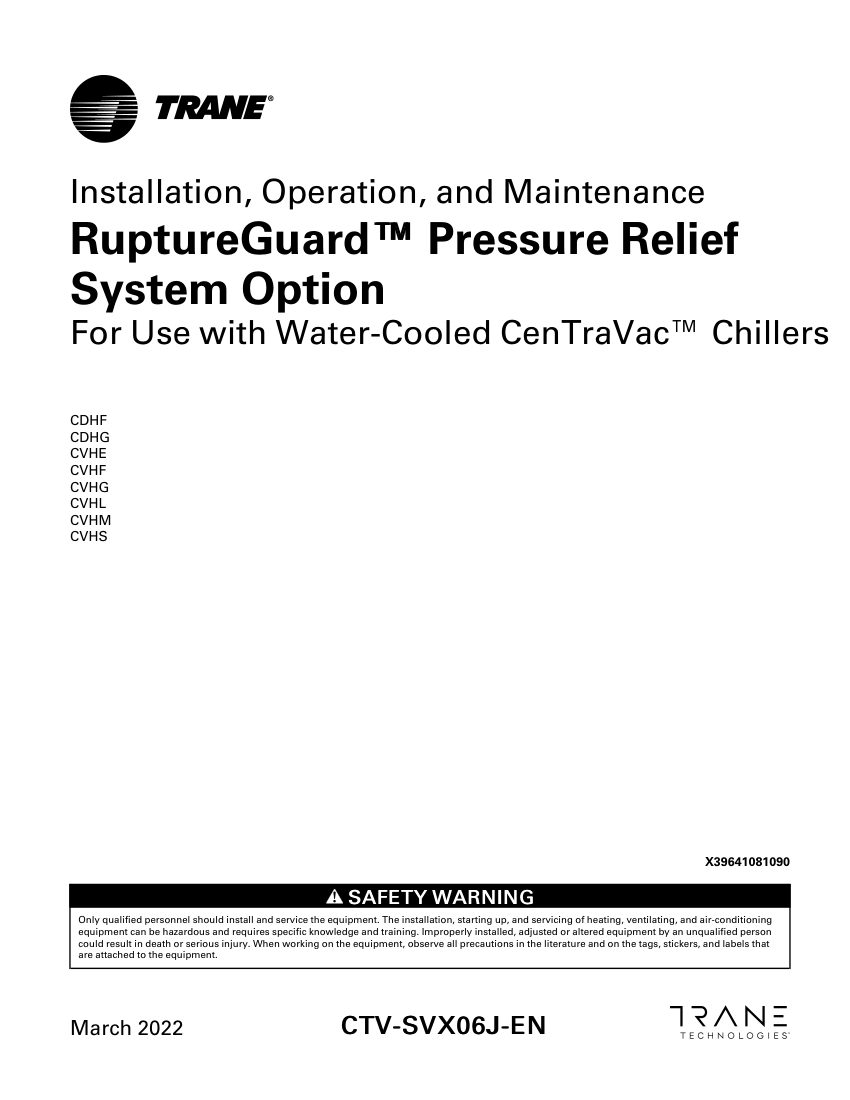 Trane CTV-SVX06J-EN cut sheet — first page