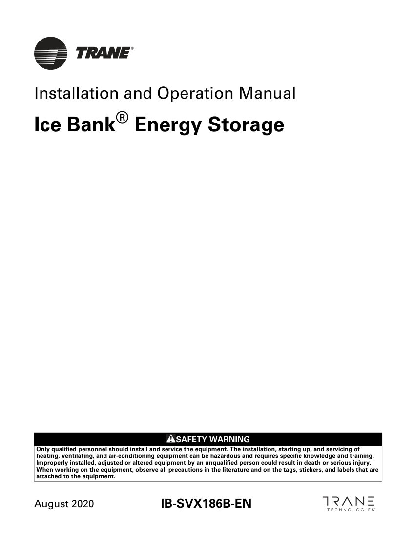 Trane IB-SVX186B-EN cut sheet — first page