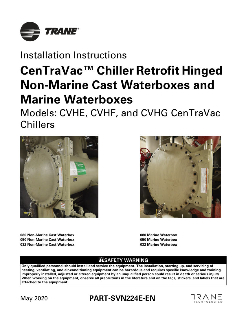 Trane PART-SVN224E-EN cut sheet — first page