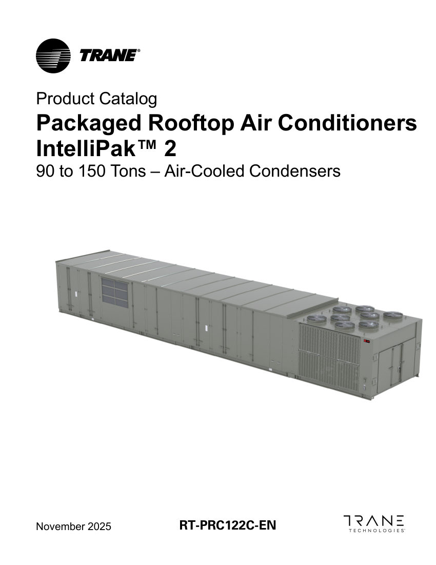 Trane RT-PRC122C-EN cut sheet — first page