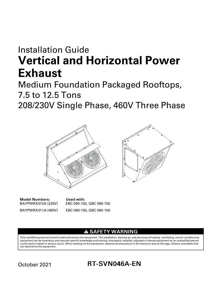Trane RT-SVN046A-EN cut sheet — first page
