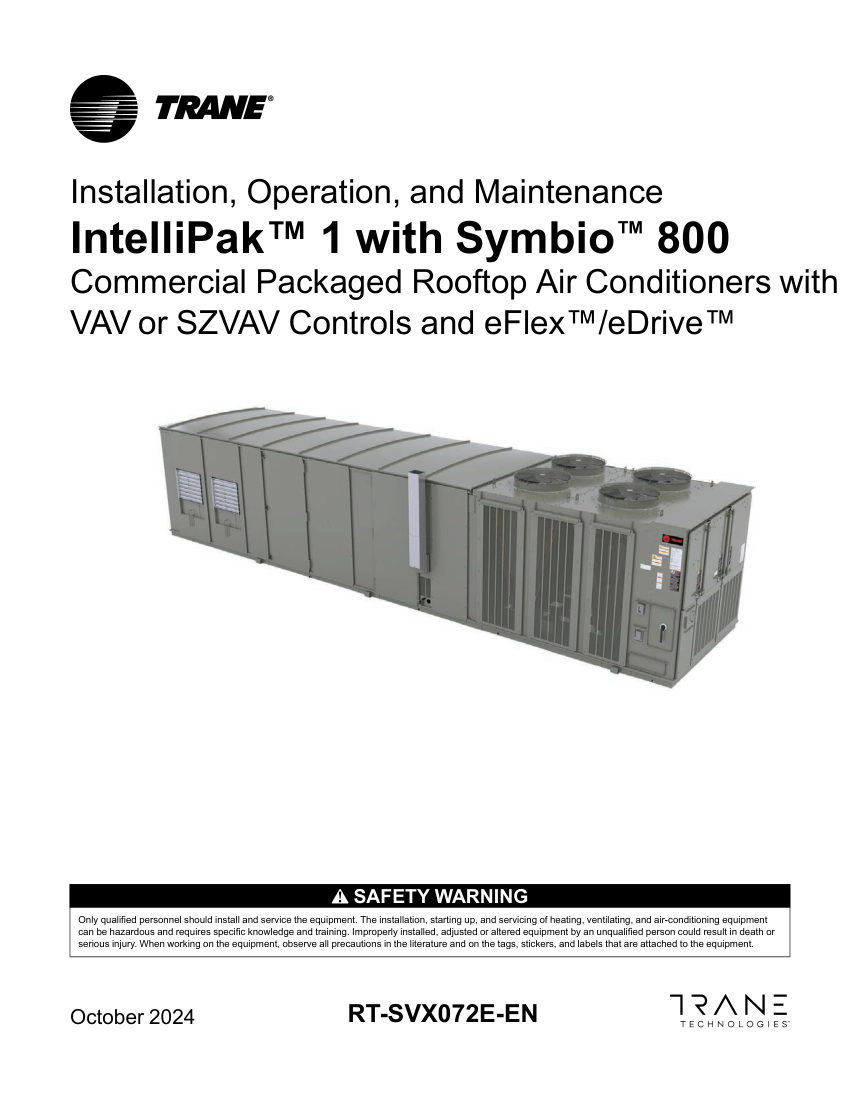 Trane RT-SVX072E-EN cut sheet — first page