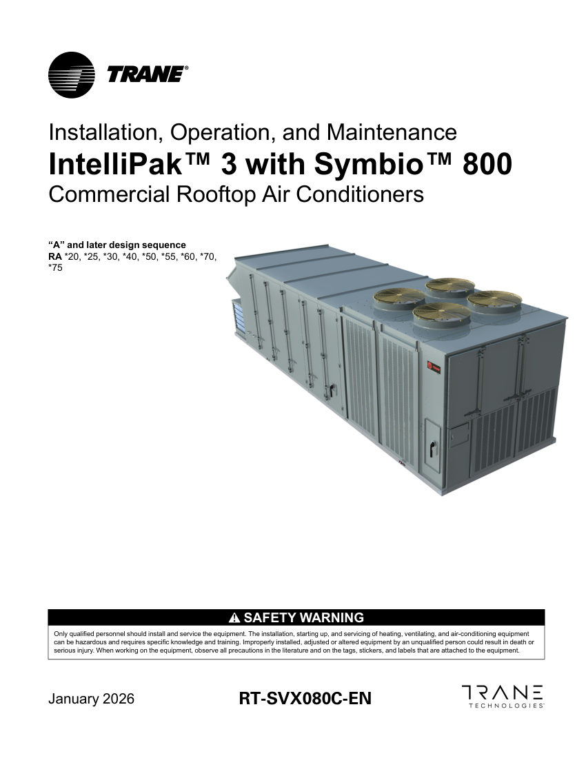 Trane RT-SVX080C-EN cut sheet — first page