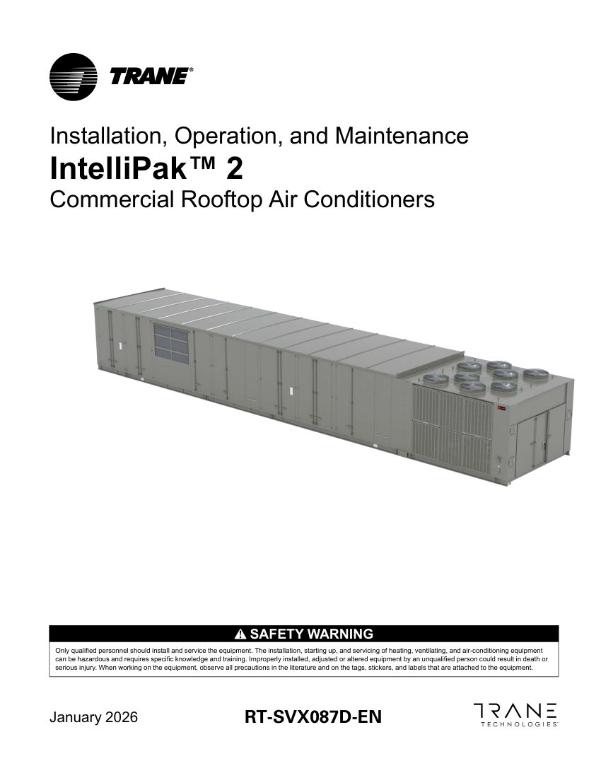 Trane RT-SVX087D-EN cut sheet — first page