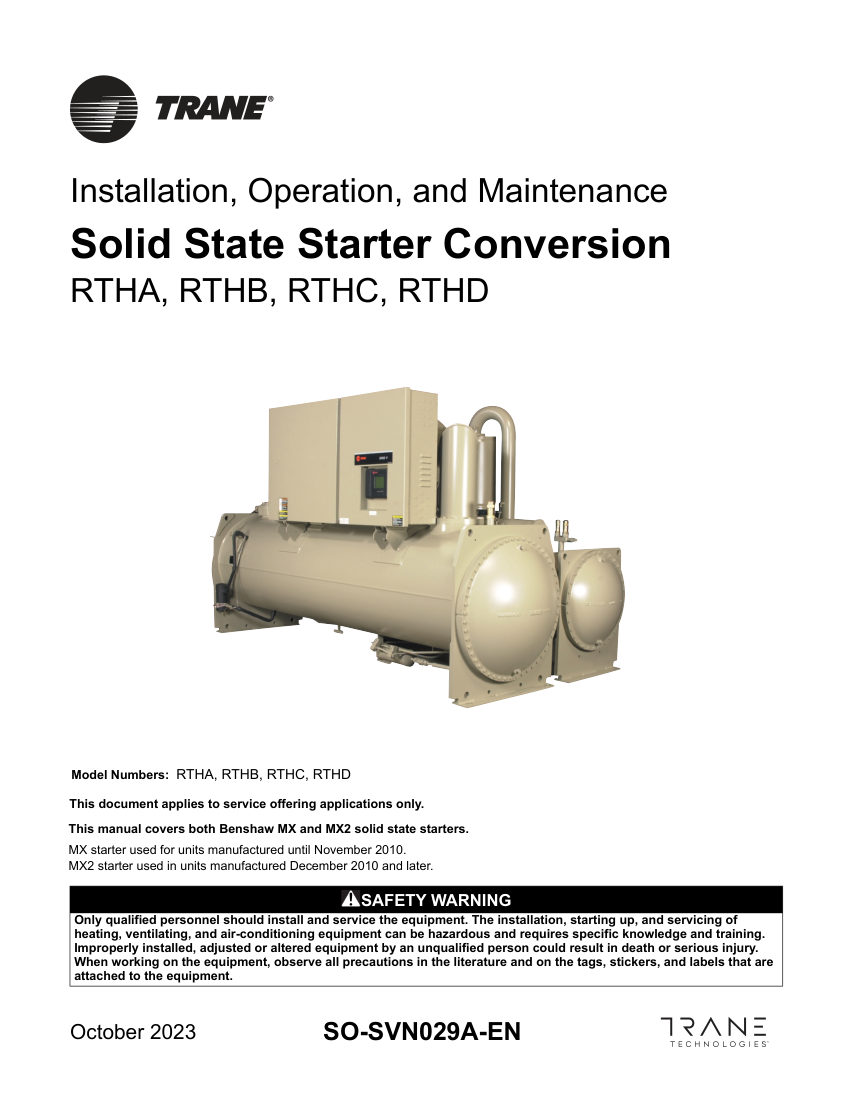 Trane SO-SVN029A-EN cut sheet — first page