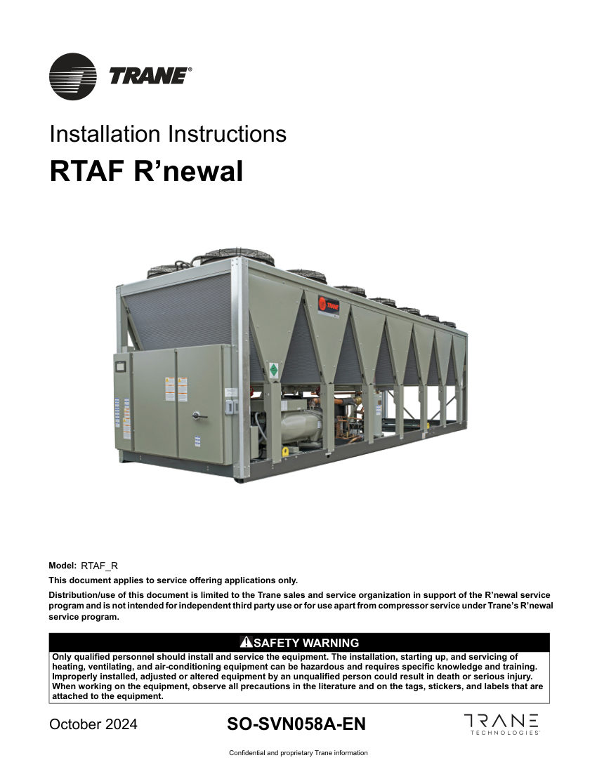 Trane SO-SVN058A-EN cut sheet — first page