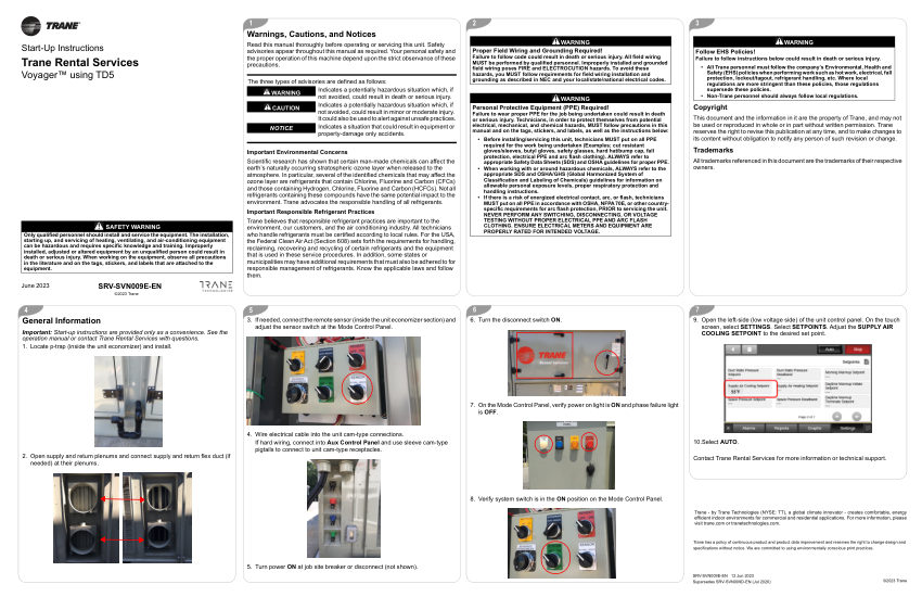 Trane SRV-SVN009E-EN cut sheet — first page