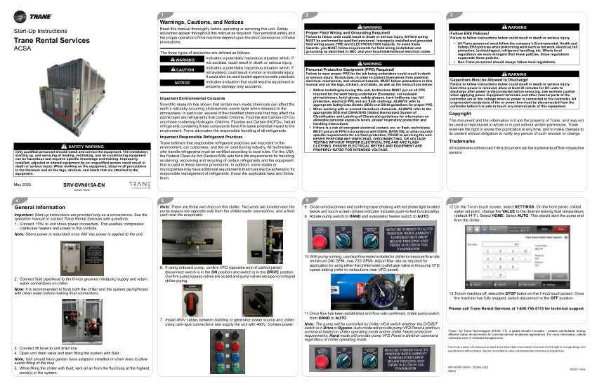 Trane SRV-SVN015A-EN_05202023 cut sheet — first page