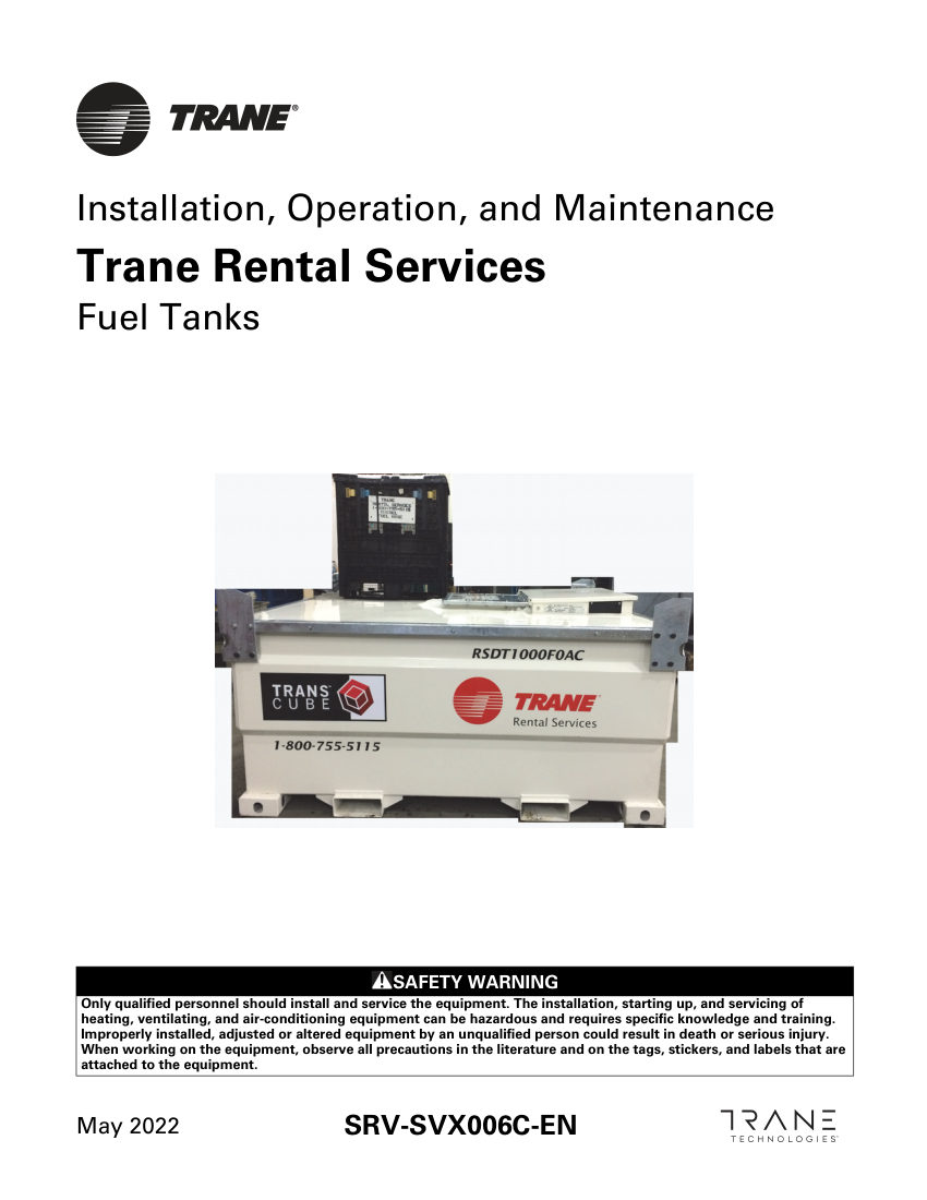 Trane SRV-SVX006C-EN cut sheet — first page