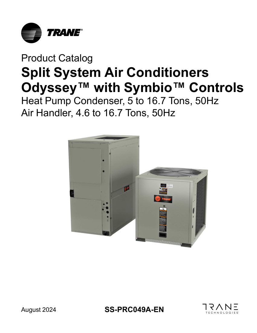 Trane SS-PRC049A-EN cut sheet — first page