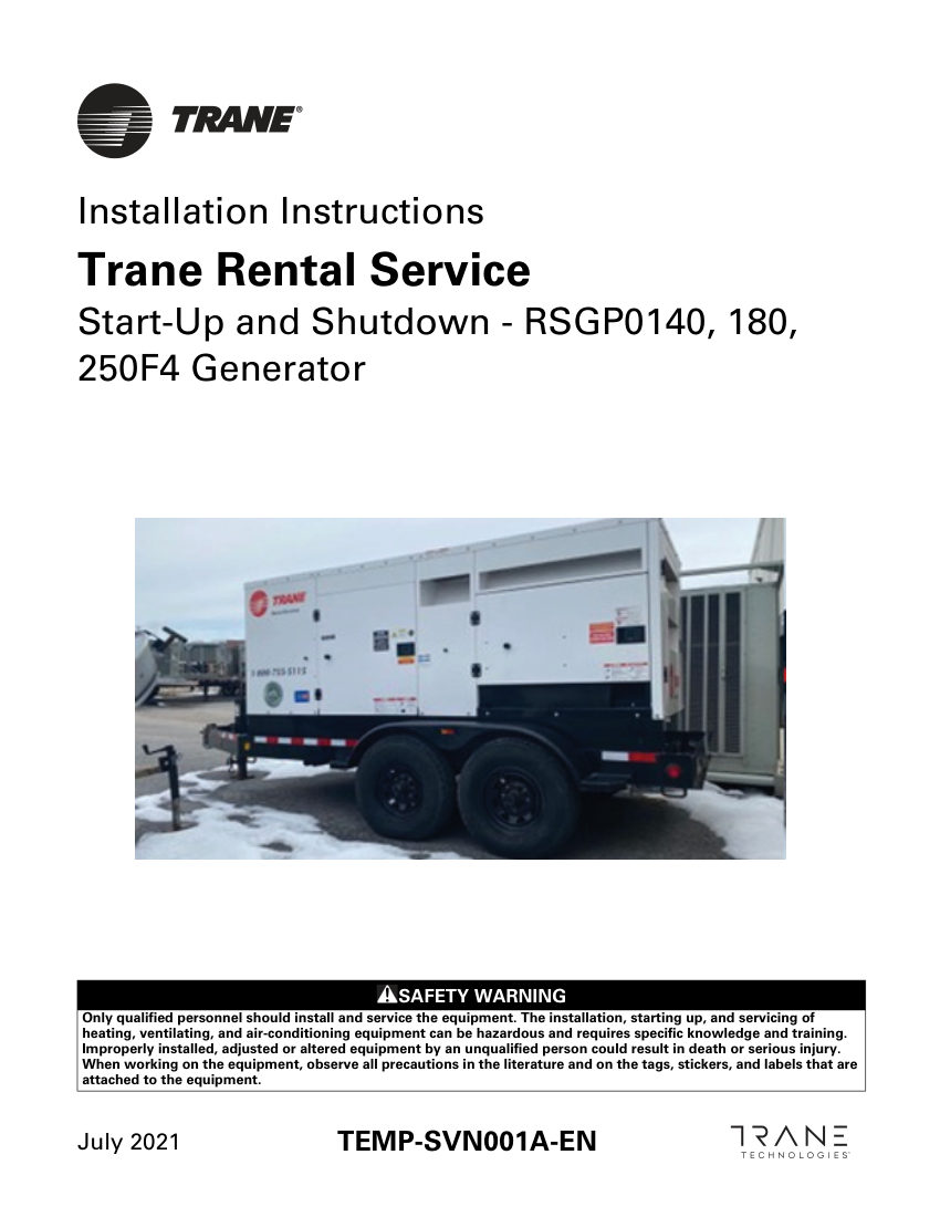 Trane TEMP-SVN001A-EN cut sheet — first page