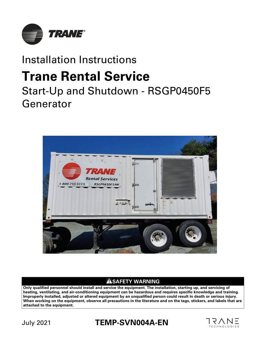 Trane TEMP-SVN004A-EN cut sheet — first page