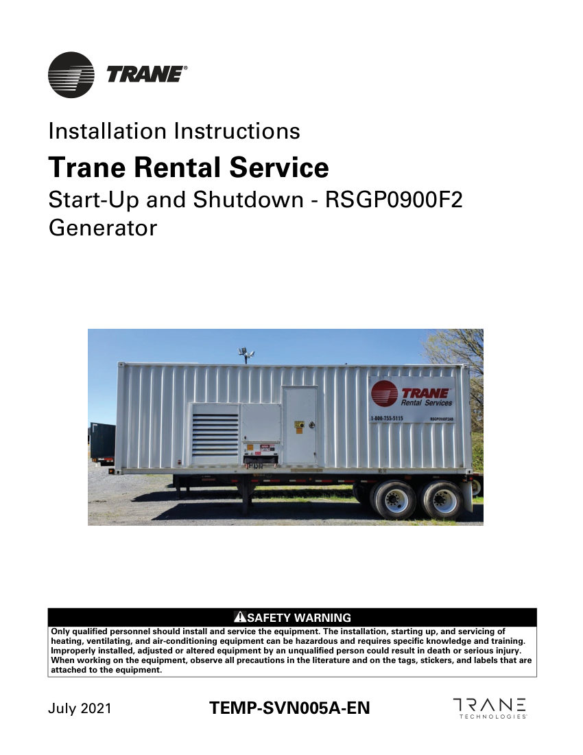 Trane TEMP-SVN005A-EN cut sheet — first page