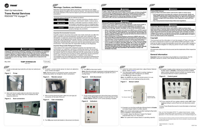 Trane TEMP-SVN008A-EN cut sheet — first page