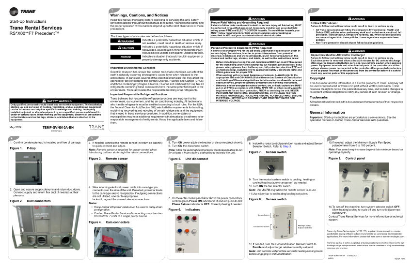 Trane TEMP-SVN010A-EN cut sheet — first page