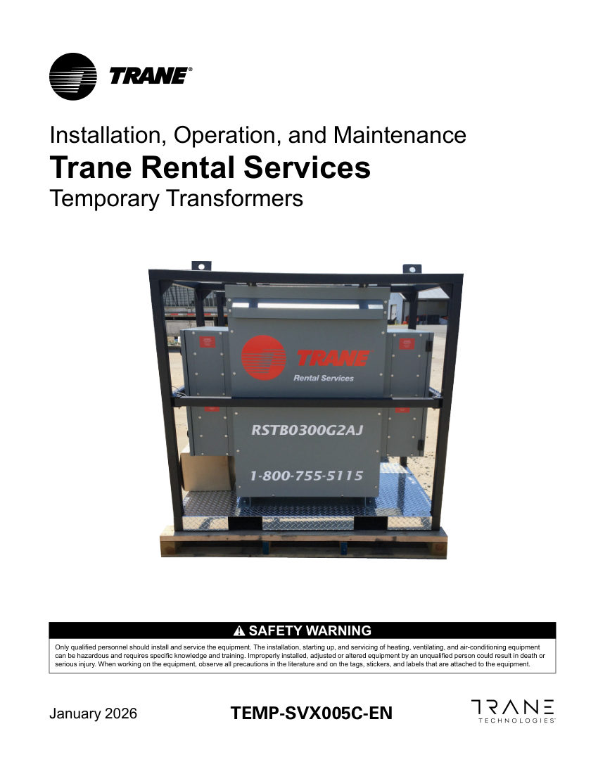 Trane TEMP-SVX005C-EN cut sheet — first page