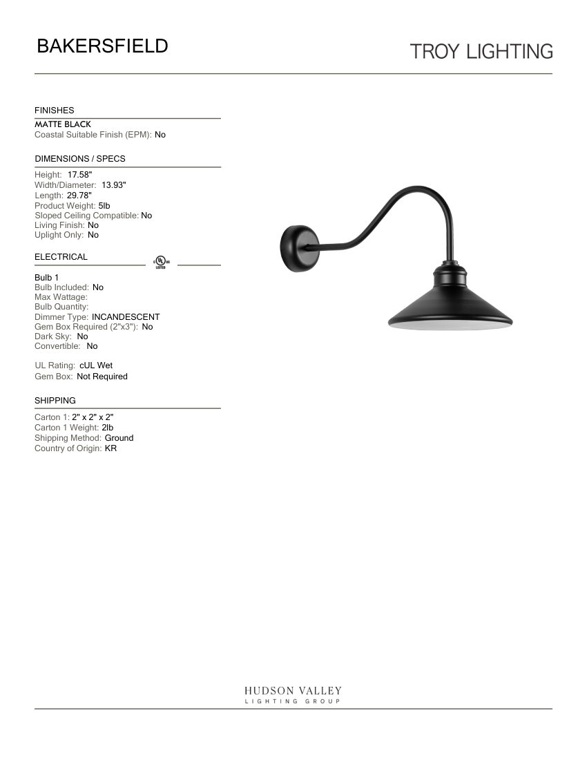 Troy Lighting AR14MMB-2-2SL23MB cut sheet — first page