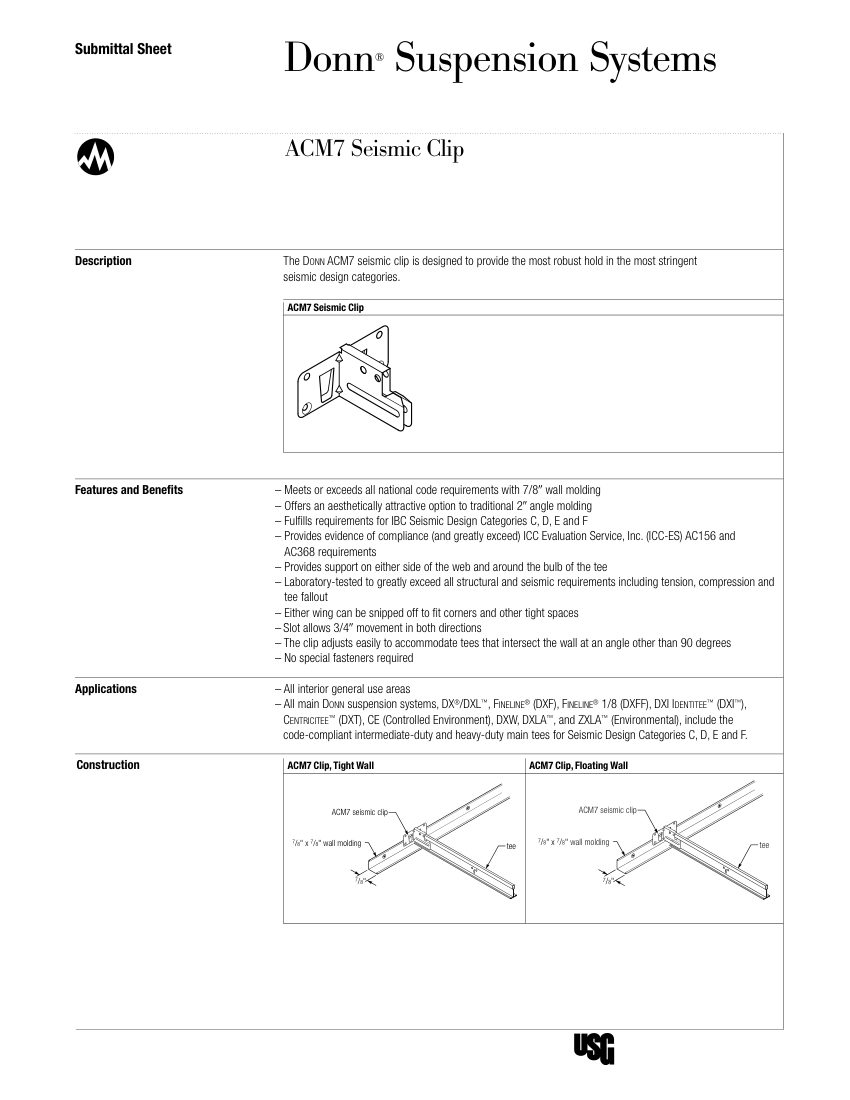 USG AC3269 cut sheet — first page