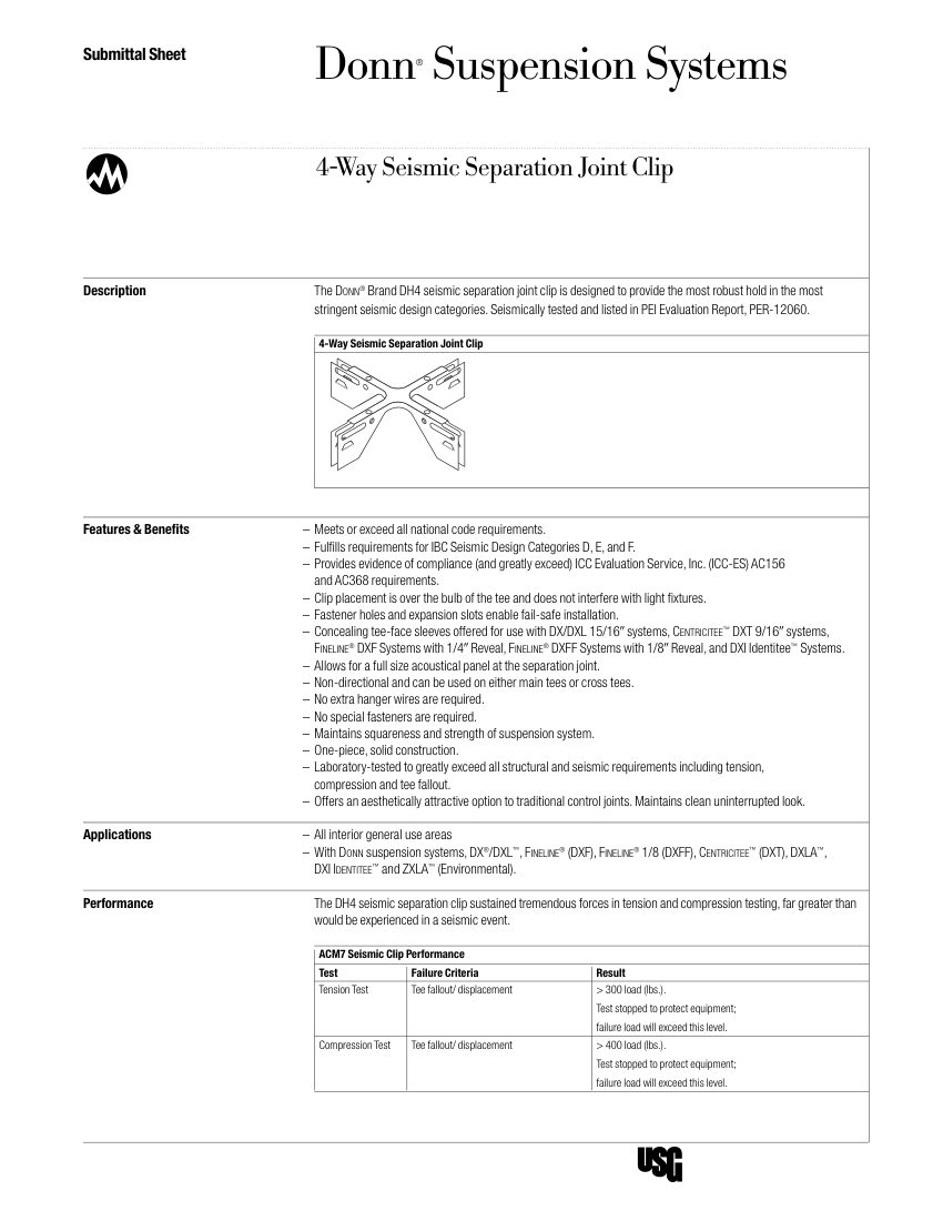 USG AC3271 cut sheet — first page