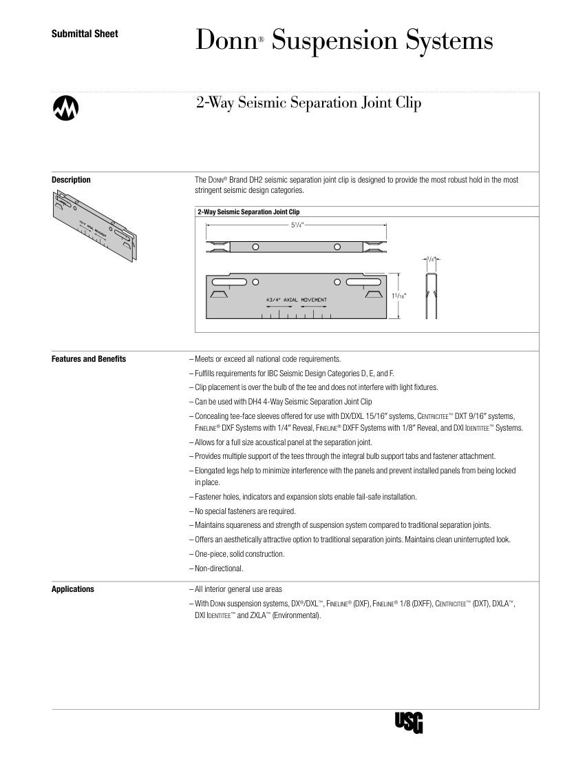 USG AC3301 cut sheet — first page