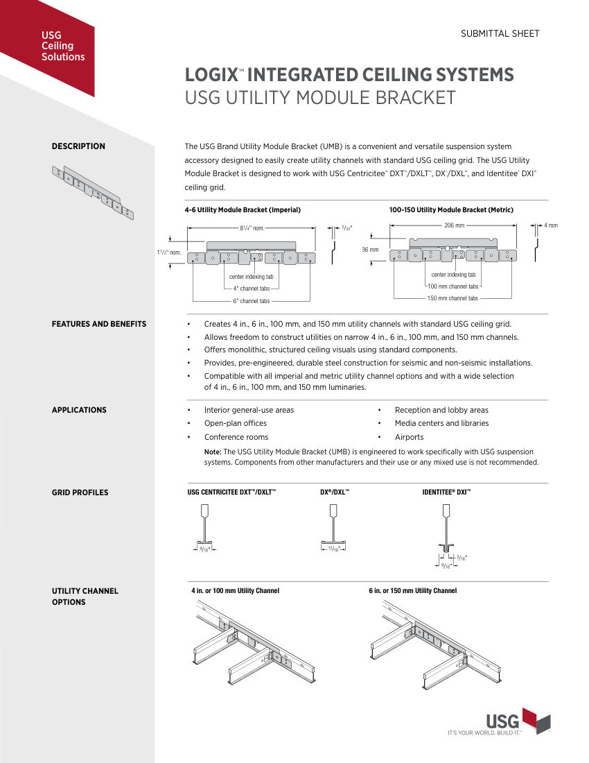 USG AC3308 cut sheet — first page