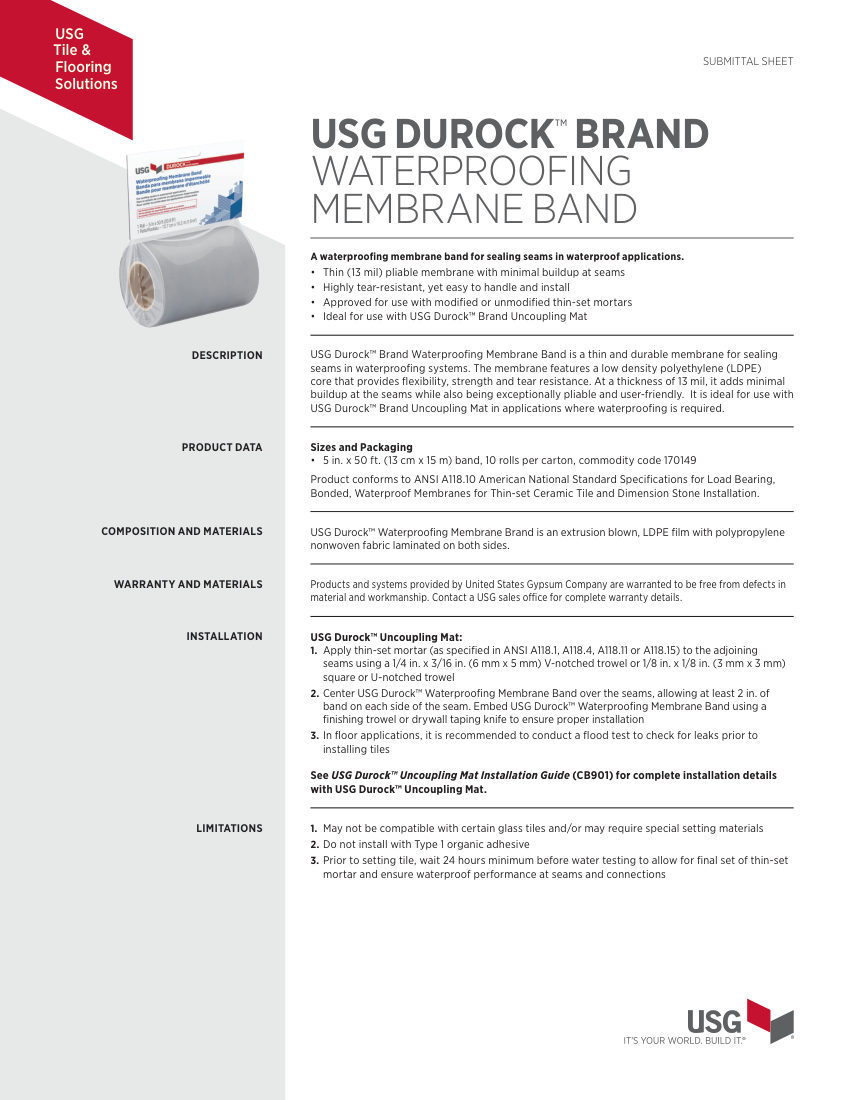 USG CB5387 cut sheet — first page