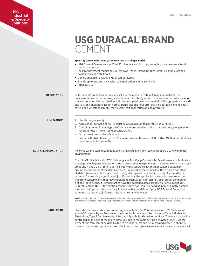 USG IG1478 cut sheet — first page