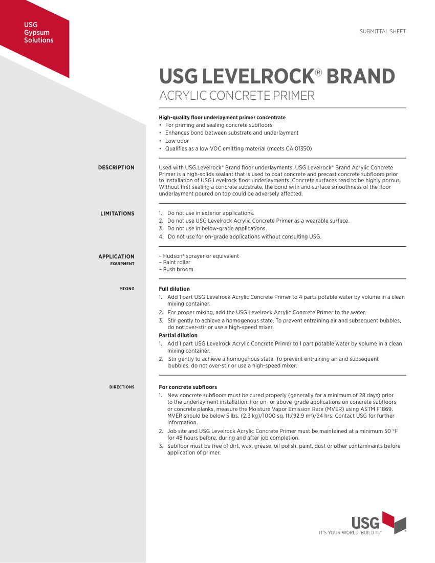 USG IG1655 cut sheet — first page