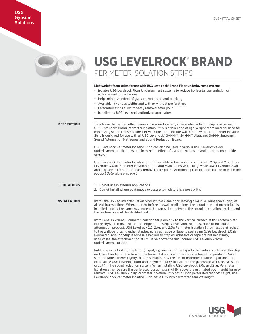 USG IG1874 cut sheet — first page