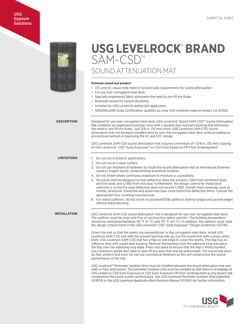 USG IG1919 cut sheet — first page