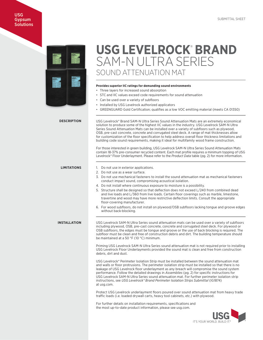 USG IG1984 cut sheet — first page