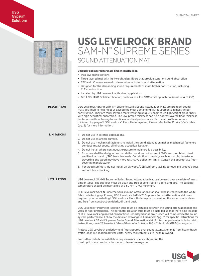 USG IG277625 cut sheet — first page