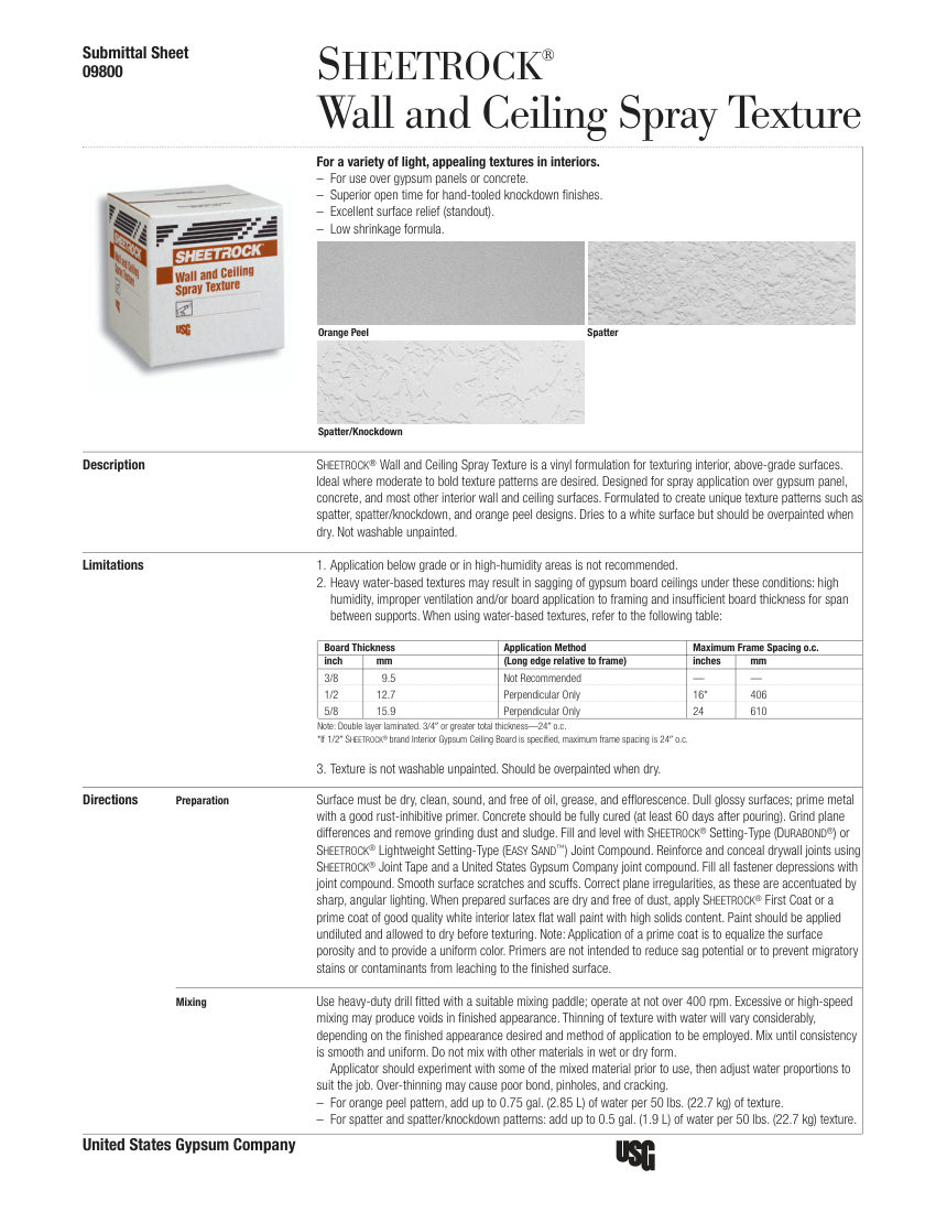 USG J1130 cut sheet — first page