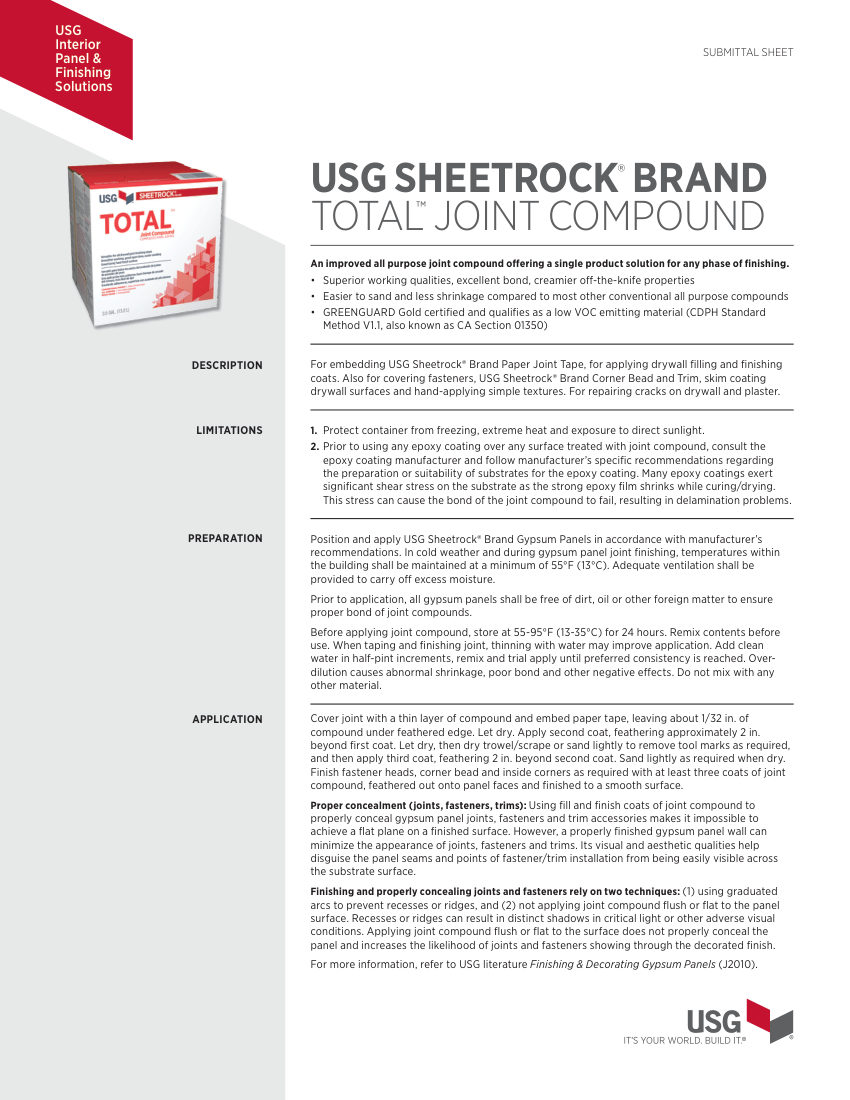 USG J1508 cut sheet — first page