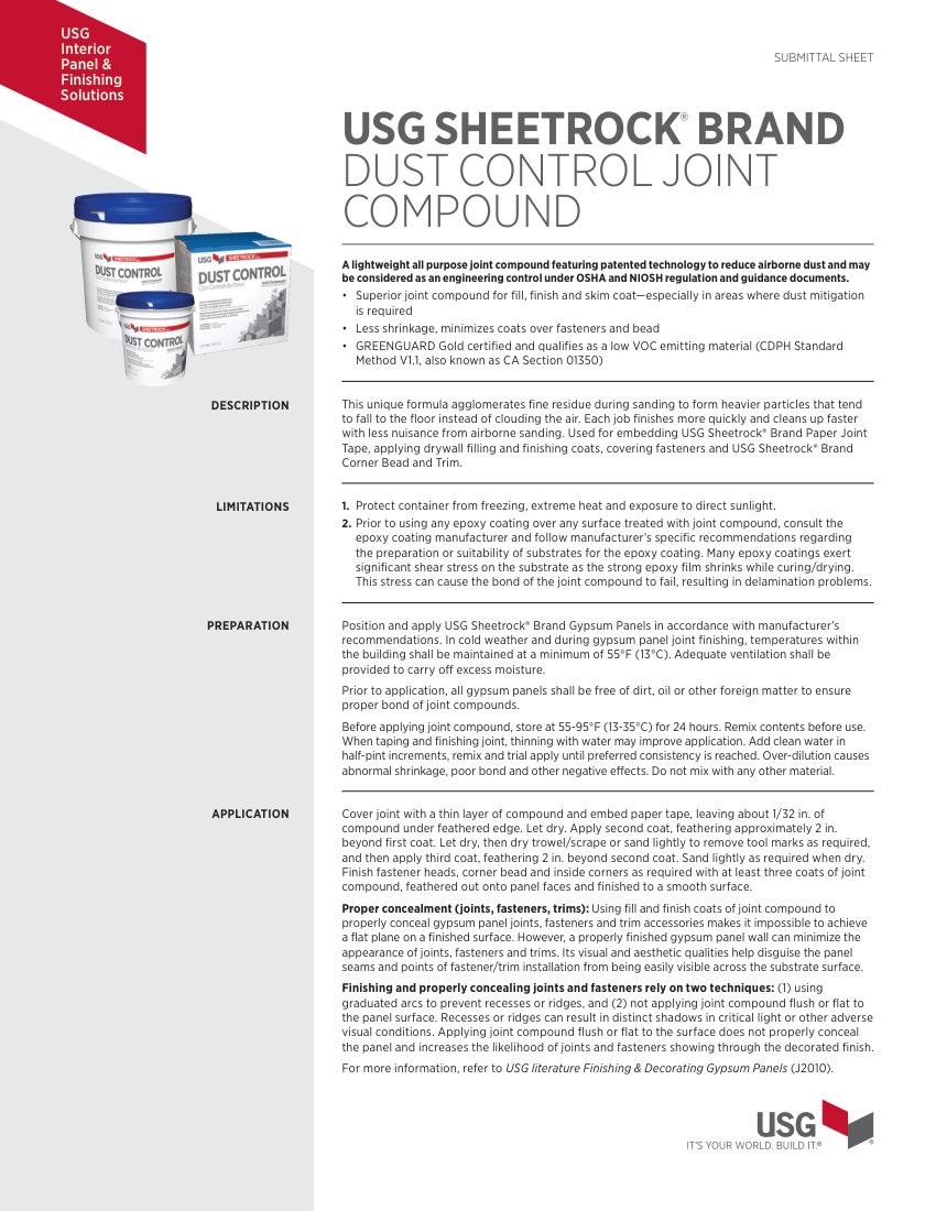 USG J1832 cut sheet — first page